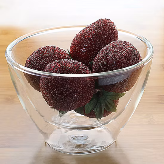 Tigela de vidro de borosilicato resistente ao calor feita à mão transparente transparente tigela de vidro de parede dupla para sopa frutas salada arroz utensílios de mesa