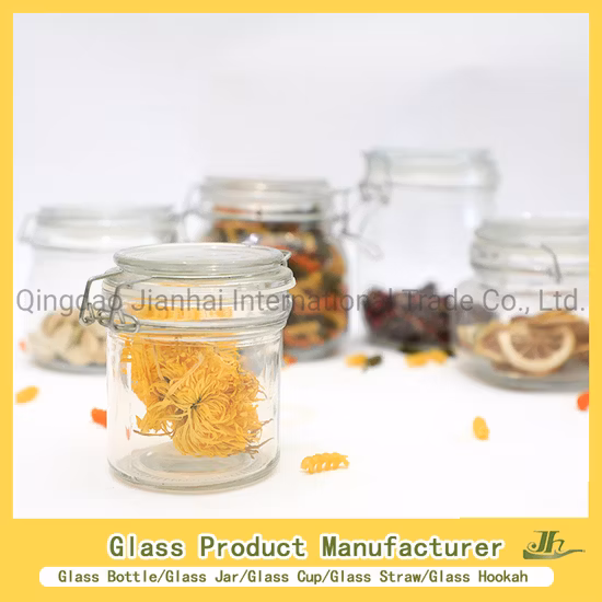 Hexágono de alto borosilicato personalizado, quadrado, redondo mel/geléia/picles/café/vela/pedreiro/pudim/iogurte/chá/clipe de armazenamento de alimentos de cozinha