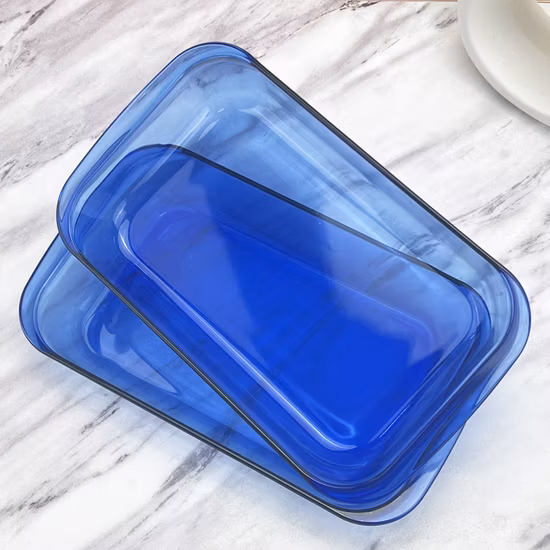 Bakeware de vidro com alto teor de borosilicato azul cobalto, assadeira resistente ao calor, placas de vidro, panelas de vidro