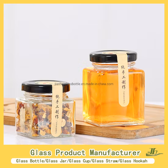 4oz/8oz/10oz/12oz/16oz/32oz/180ml/220ml/380ml de armazenamento de alimentos de cozinha com alto teor de borosilicato Grande fabricante de frasco de vidro para geléia de açúcar com tampa de bambu/madeira/cortiça
